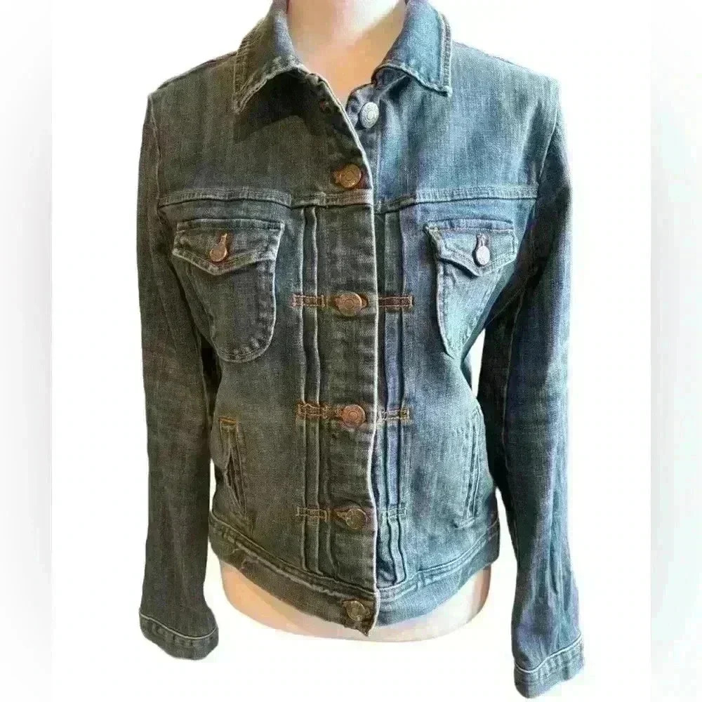 J.Crew Fitted Cropped Denim Jacket Waist Snatched Blue Jean Jacket